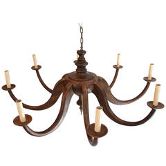  Rare  Large pair of Late 20th Century Wood Chandeliers (  one is sold )