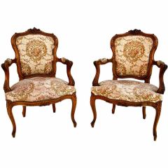 Antique Pair of  French  19 th century bergeres louis XVI style