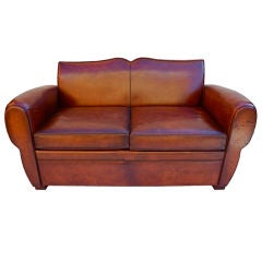 Antique French 1920  leather  sofa