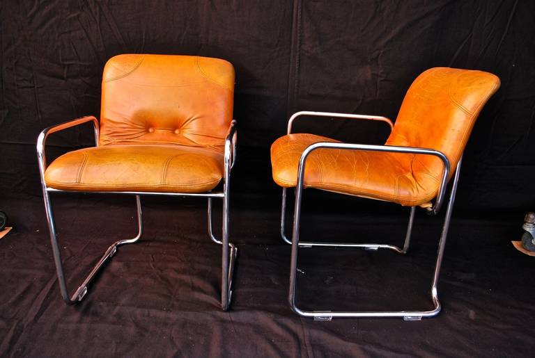 A very nice set of four leather chair by PACE, the color and the patina is much nicer in person, we can sell it by the pair if you like,
ALL SALES ARE FINAL