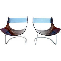 Elegant Pair of French 1970 Lounge Chairs