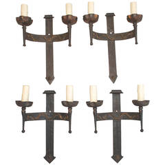 Beautiful Set of four French 1920 wrought iron sconces ( two are sold )