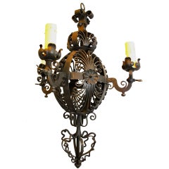 Vintage French 19th Century  Wrought Iron Chandelier