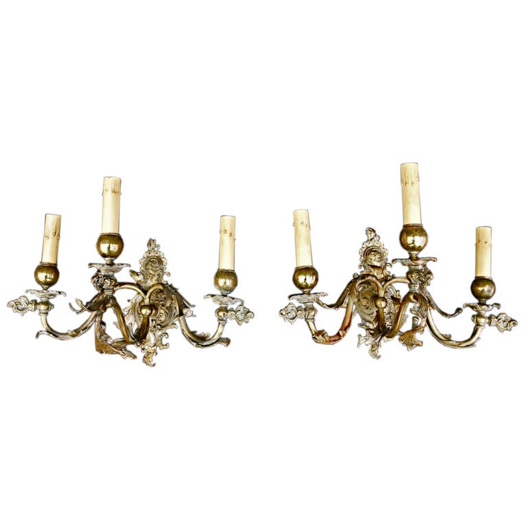 Antique pair of  French 19 th Century sconces For Sale