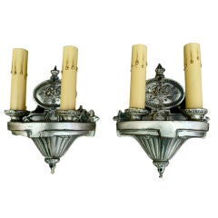 Antique pair of siver plated sconces