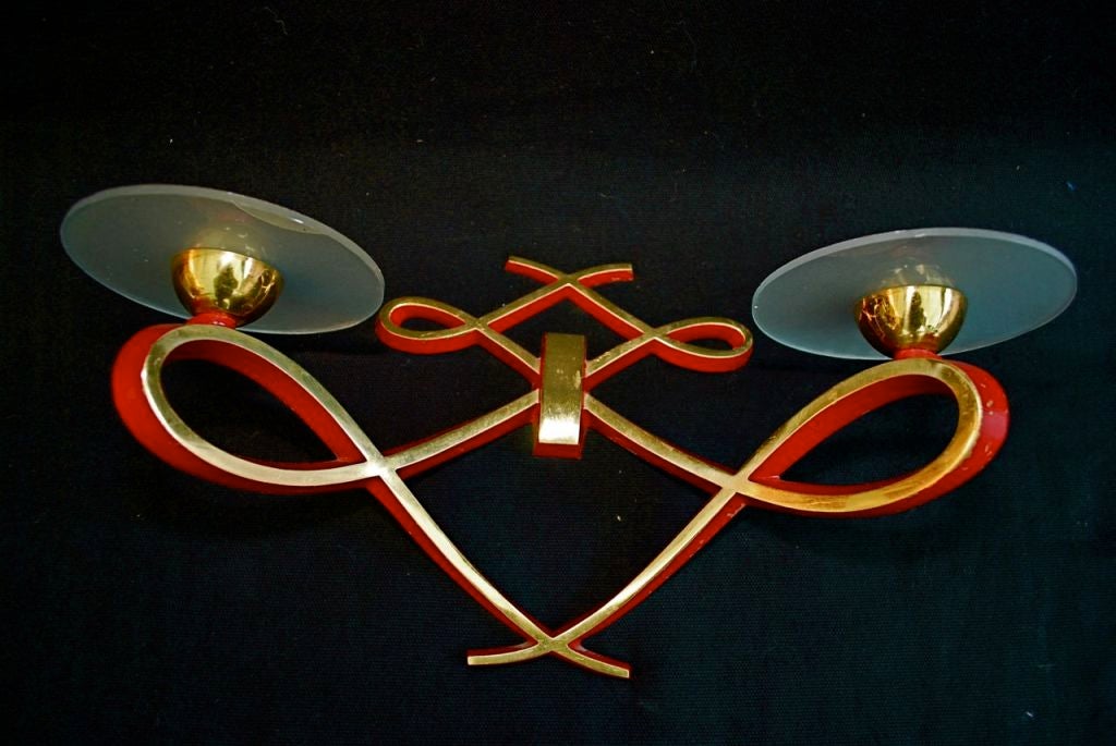 Mid-Century Modern Antique pair of french sconces by ARLUS For Sale