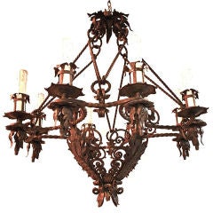 Large Antique French wrought iron chandelier