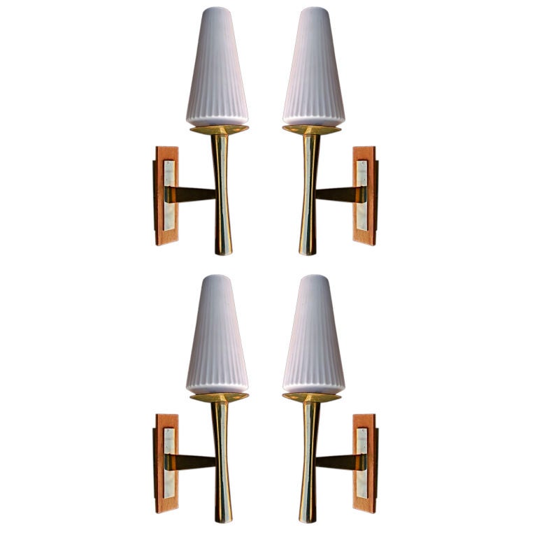 Antique set of four  sconces attributed to  JACQUES QUINET