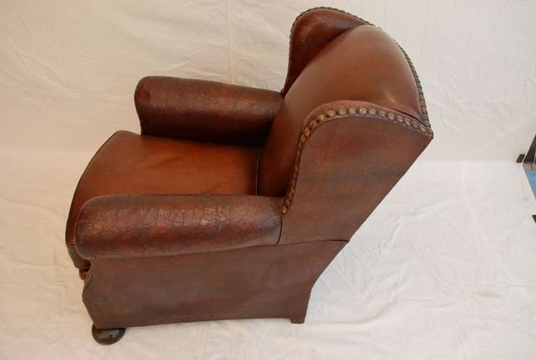 late 19 th French club chair In Good Condition In Los Angeles, CA