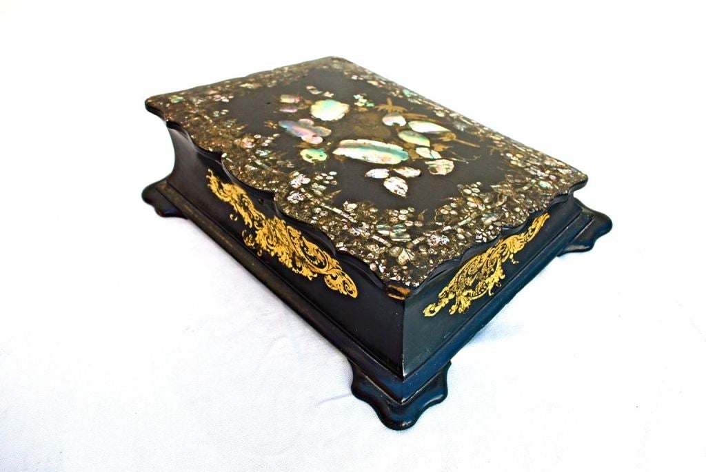 19 th century French papier mache/mother of pearl ecritoire