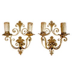 Antique Pair of French Wrought Iron Sconces 9