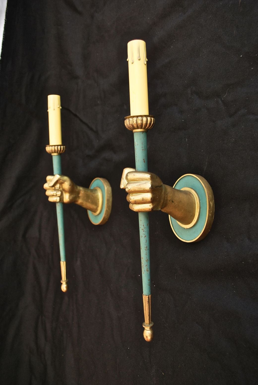 We have over three thousand antique sconces and over one thousand antique lights; if you need a specific pair of sconces or lights, use the contact dealer button to ask us, we might have it in our store.
We also have our own line of wrought iron