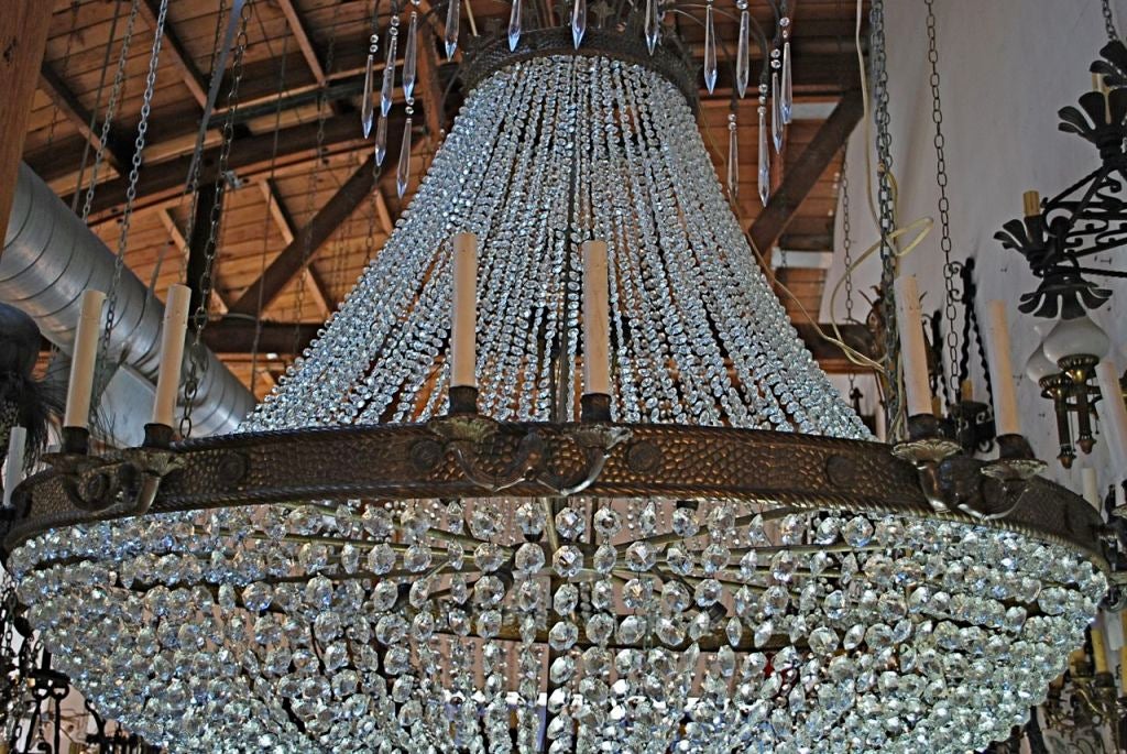 American A rare Magnificent  very large crystal/bronze  chandelier For Sale
