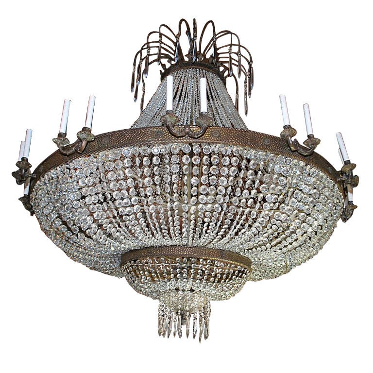 A rare Magnificent  very large crystal/bronze  chandelier