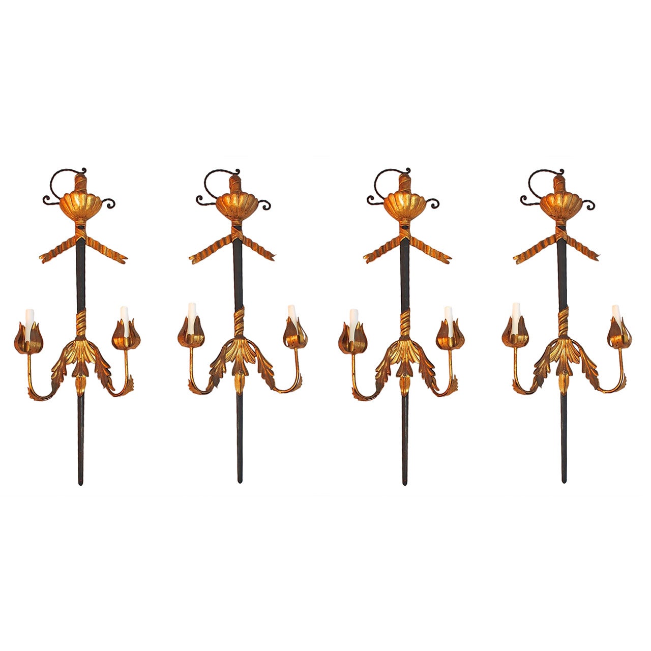 Set of Four large Sword and Iron Sconces