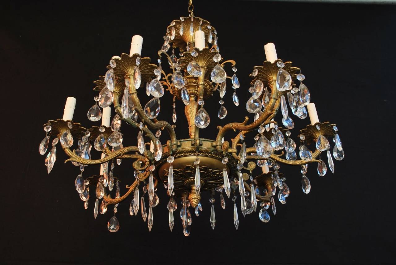 Antique Solid Brass 1940 Chandelier at 1stDibs