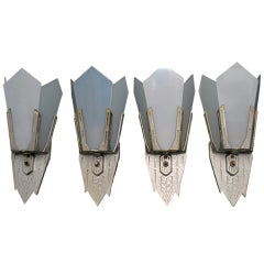 Antique Set Of Four Art Deco Sconces  ( two are sold )