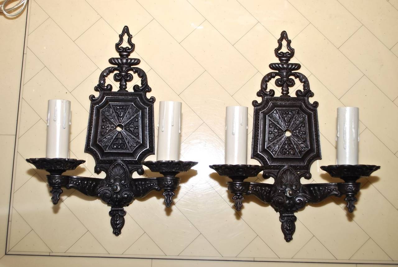 Rare Set of fifteen 1920 Cast Iron Sconces ( twelve are sold )