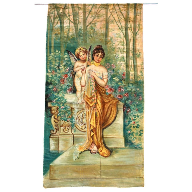Large 19 th century painting on canvas/cloth