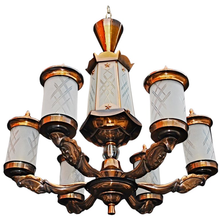 Antique French Art Deco Chandelier For At 1stdibs Antique French Art Deco Chandelier For