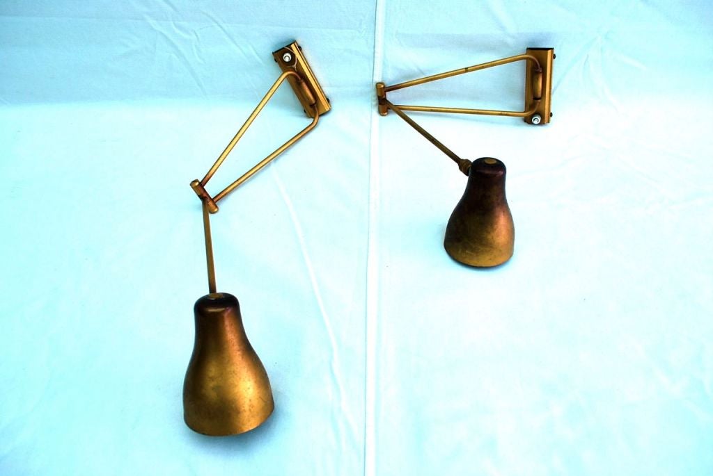 Antique Pair of French 1950 Rotating/Articulating Sconces