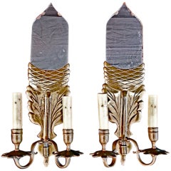 Antique Pair of Acorn/Mirror Sconces