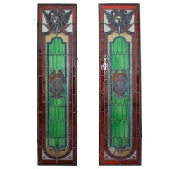 Large Pair of French 19th Century Stain Glass Window