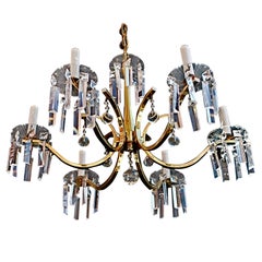 Beautiful brass/ crystal Chandelier in the style of Tommi Parzinger
