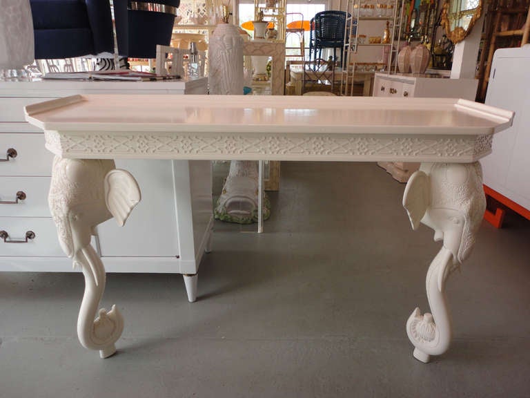 Hollywood Regency Style Fretwork Elephant Console by Gampel Stoll