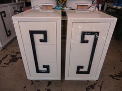 Pair Greek Key Nightstands