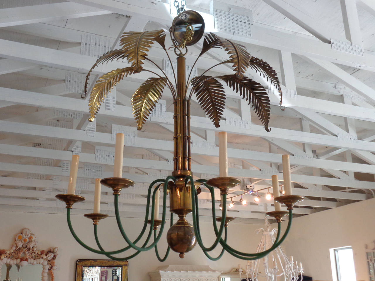 Brass Palm Tree Chandelier