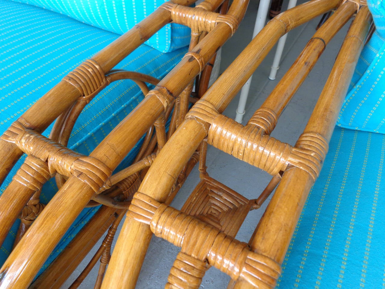 Pair of Stick Wicker Rattan Club Chairs In Good Condition In West Palm Beach, FL