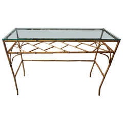 Gold Gilt Faux Bamboo Console
