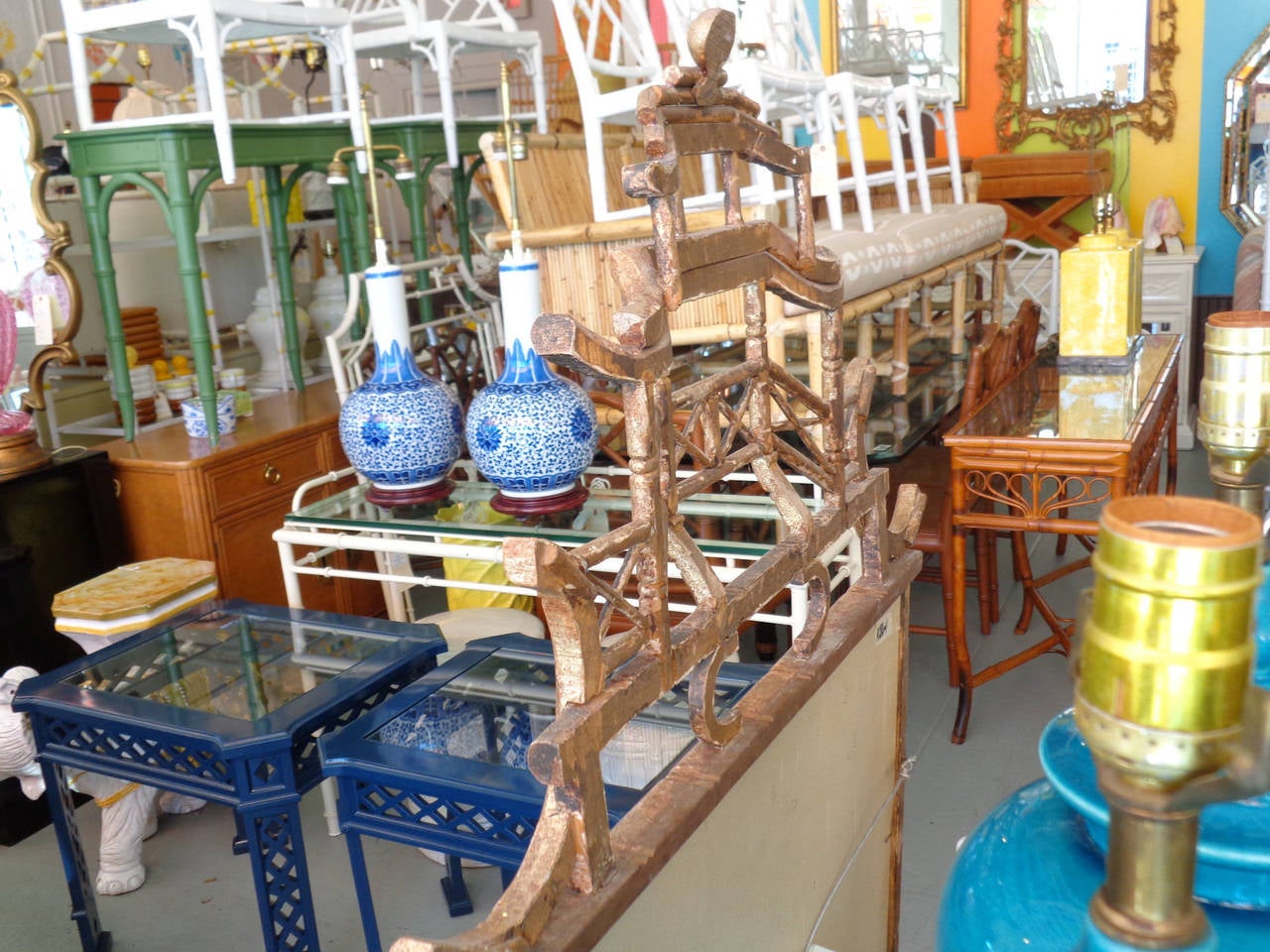 Faux Bamboo Pagoda Mirror In Good Condition In West Palm Beach, FL