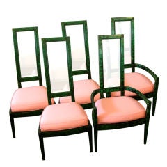 Vintage Set of 6 Faux  Malachite and Lucite Dining Chairs