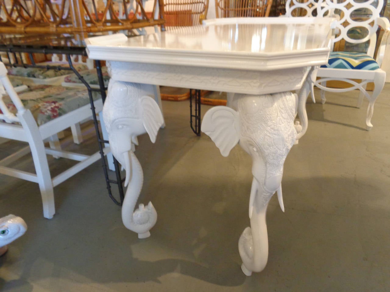 Hollywood Regency Style Fretwork Elephant Desk In Good Condition In West Palm Beach, FL