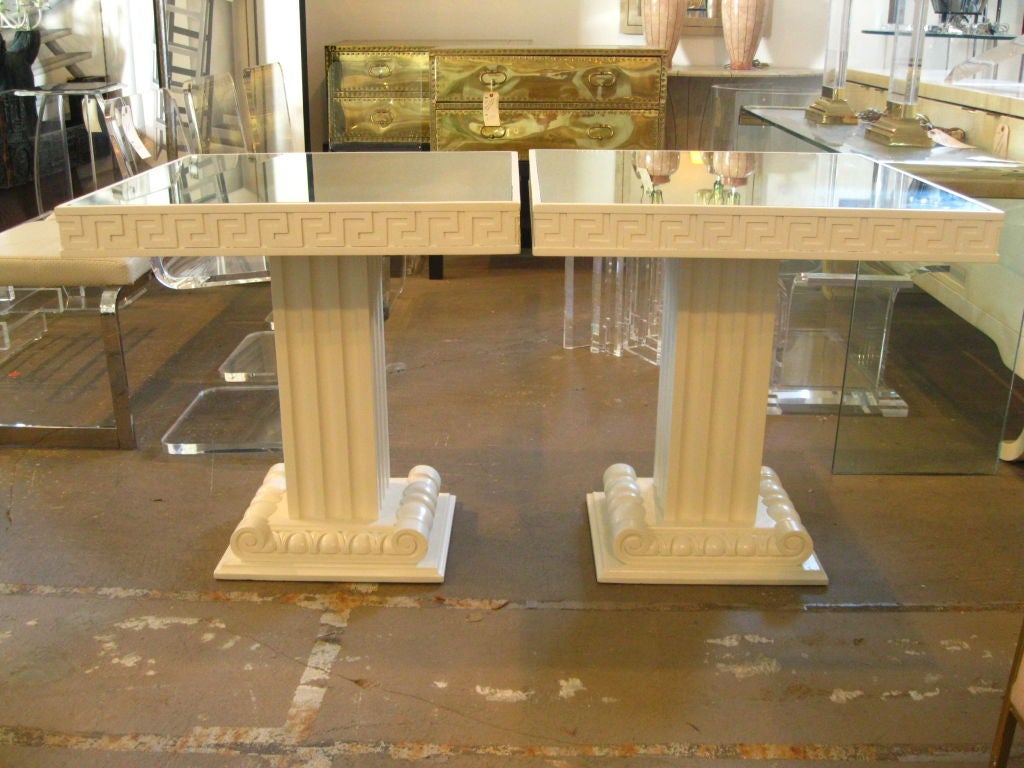 Pair of Greek Key Column Tables