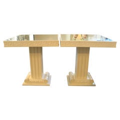 Pair of Greek Key Column Tables