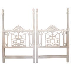 Pair of Regency Style Pagoda Twin Headboards