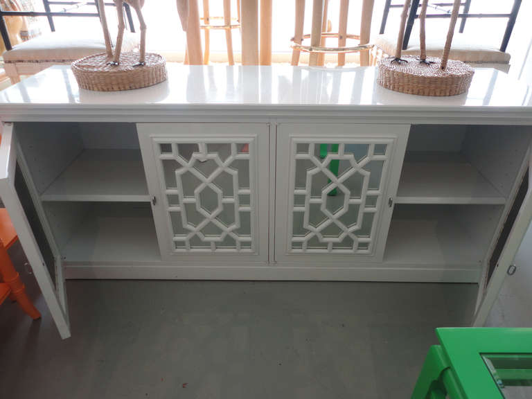 Hollywood Regency Style Fretwork Credenza In Good Condition In West Palm Beach, FL