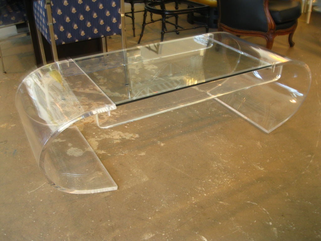 Lucite Scroll Coffee Table