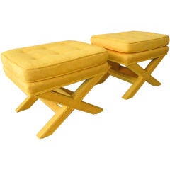 Pair of Upholstered X Benches