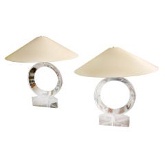 Pair of Lucite Lamps signed Van Teal