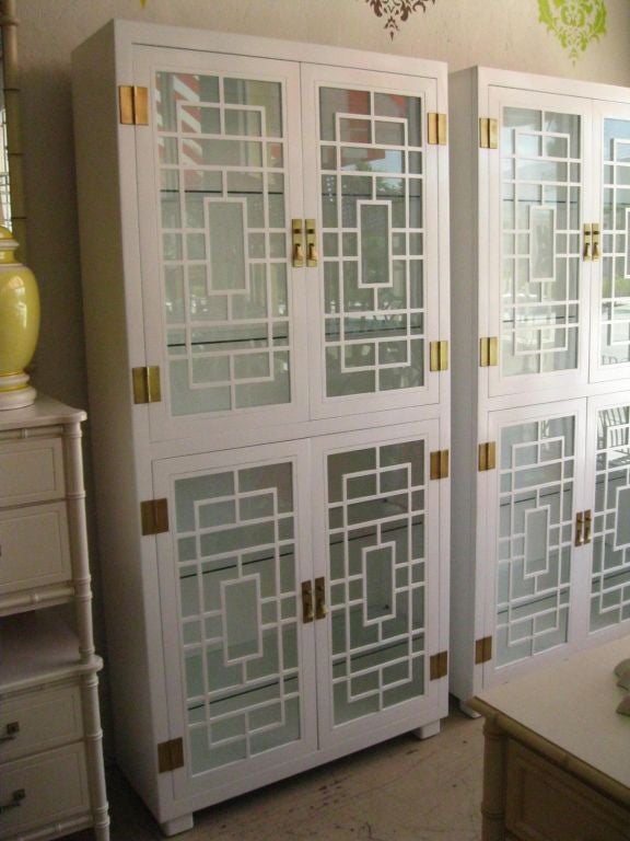 American Pair of Lacquered Fretwork Cabinets
