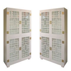 Pair of Lacquered Fretwork Cabinets