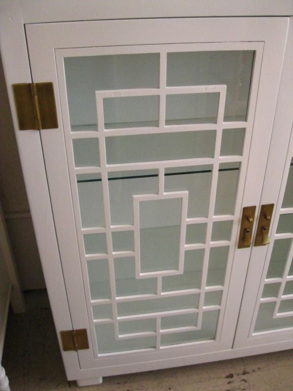 20th Century Pair of Lacquered Fretwork Cabinets