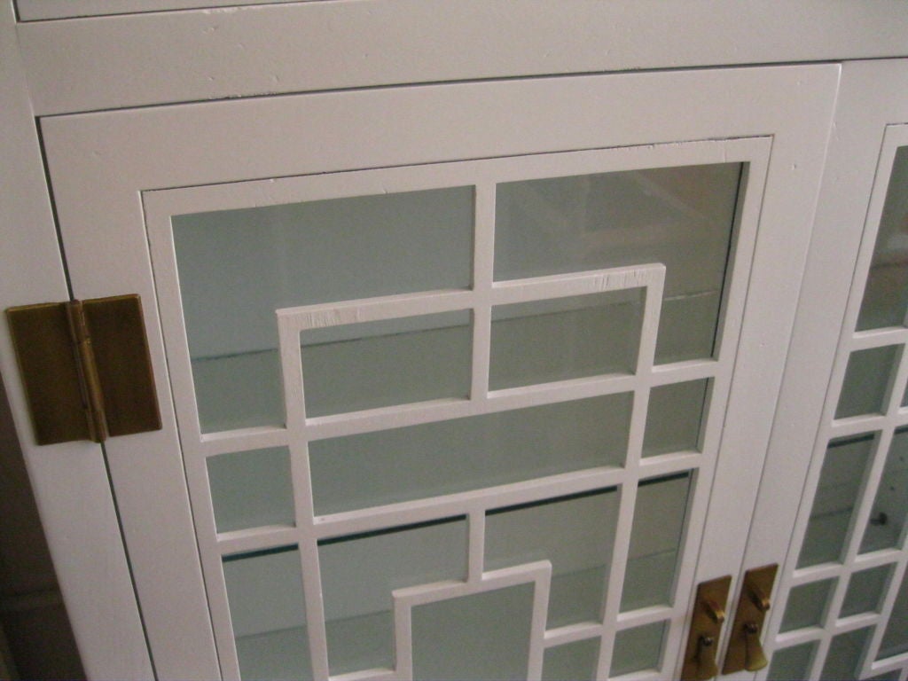 Wood Pair of Lacquered Fretwork Cabinets