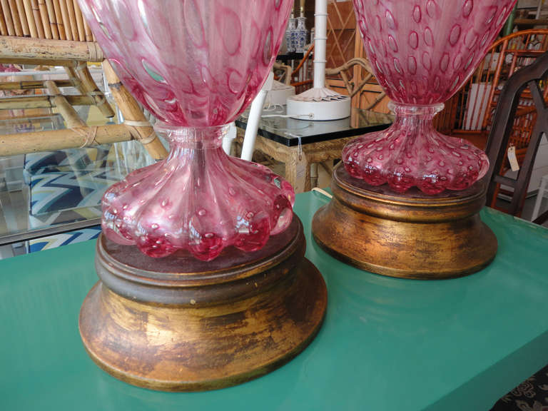 Italian Pink Murano Lamps