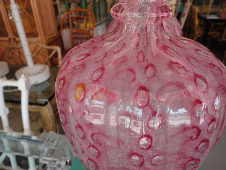 Pink Murano Lamps In Good Condition In West Palm Beach, FL