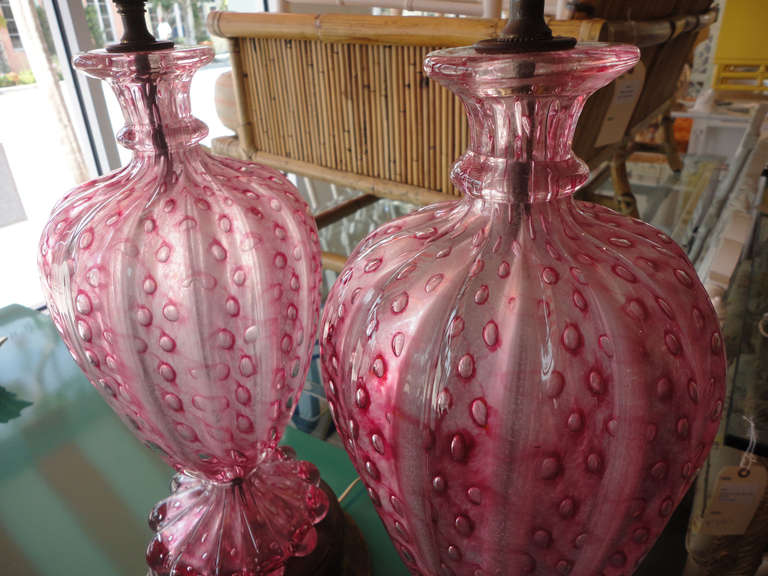 20th Century Pink Murano Lamps